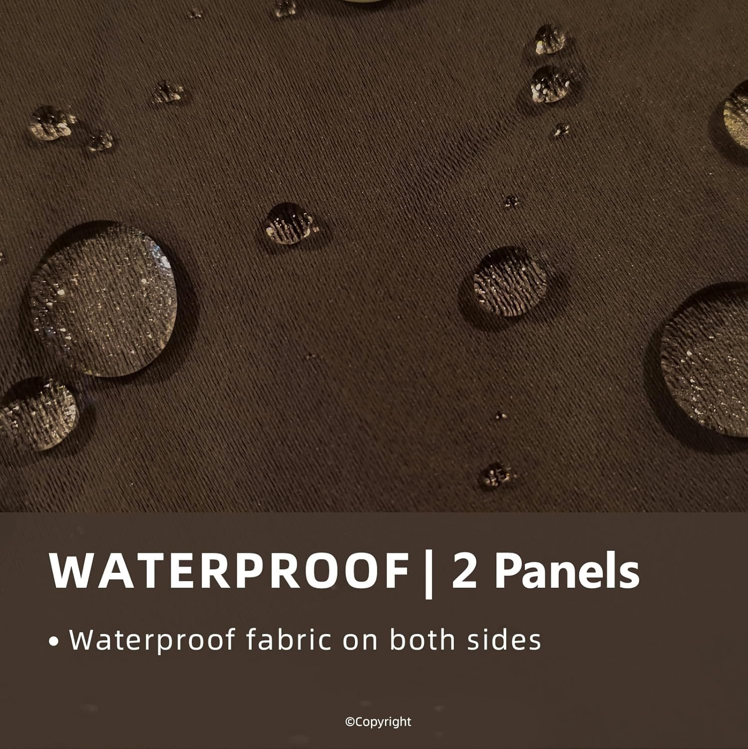 Waterproof Thermal Insulated Outdoor Curtains with Grommets, 2 Panels, Brown