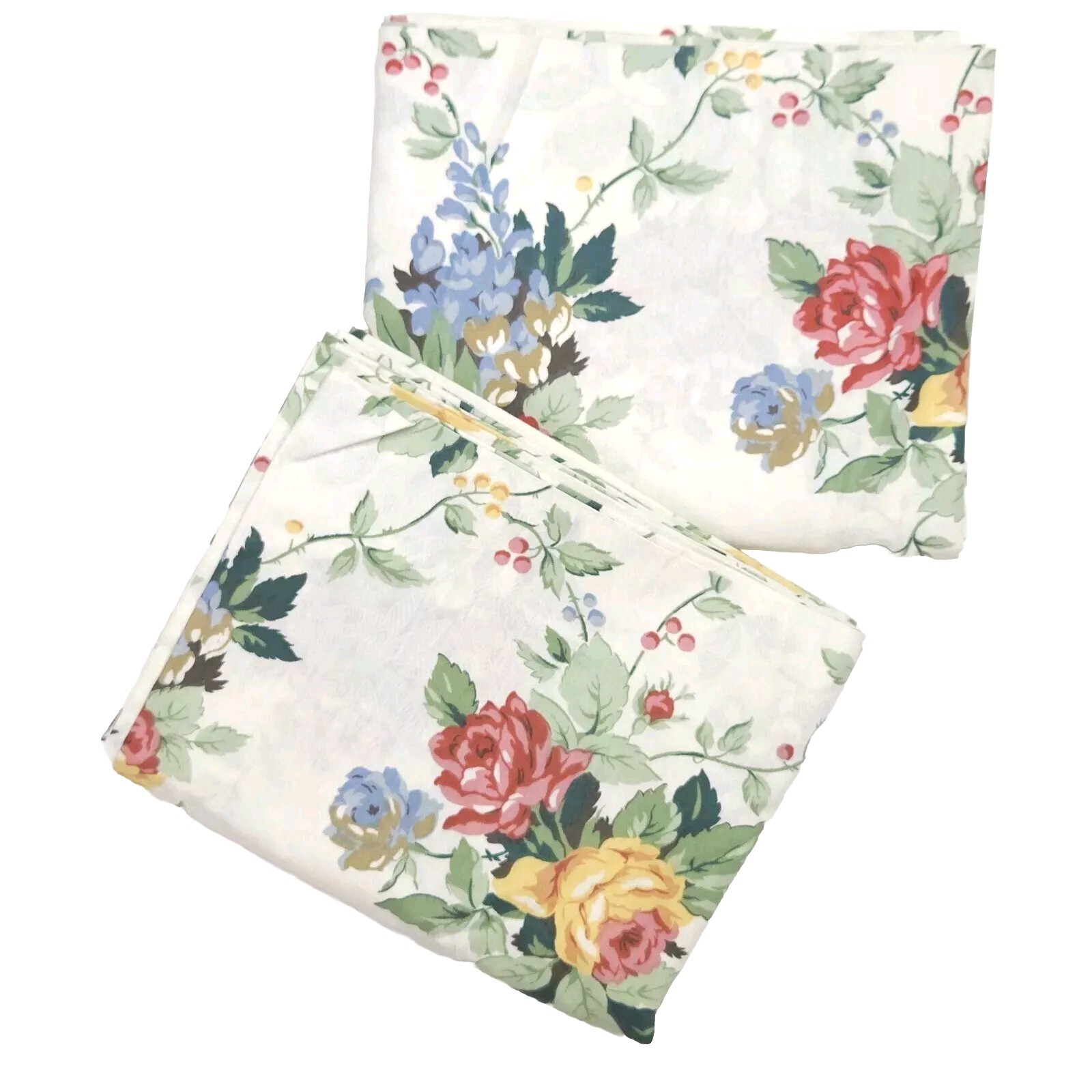 VTG Croscill Valance Curtain Floral Lined Shabby Cottage Romantic 88×18 2pcs USA