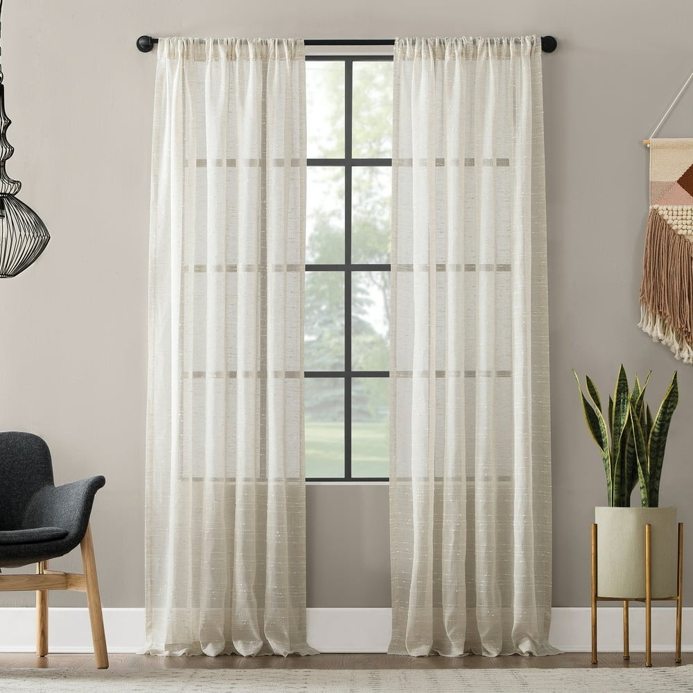 Clean Window Anti-Dust Rod Pocket Curtain Panel 52″x63″ Linen Light Filtering
