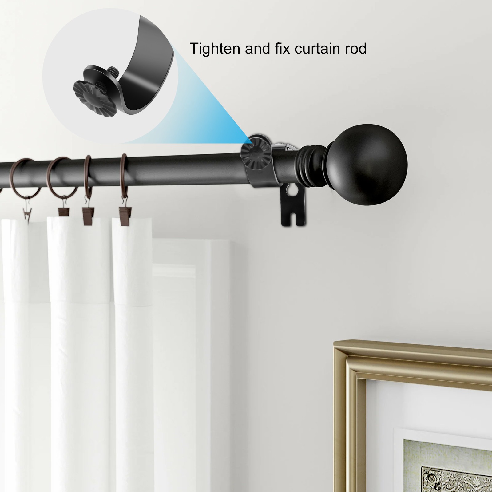 4×Heavy Duty Curtain Rod Brackets Adjustable Iron Wall Mount Hooks Window Holder