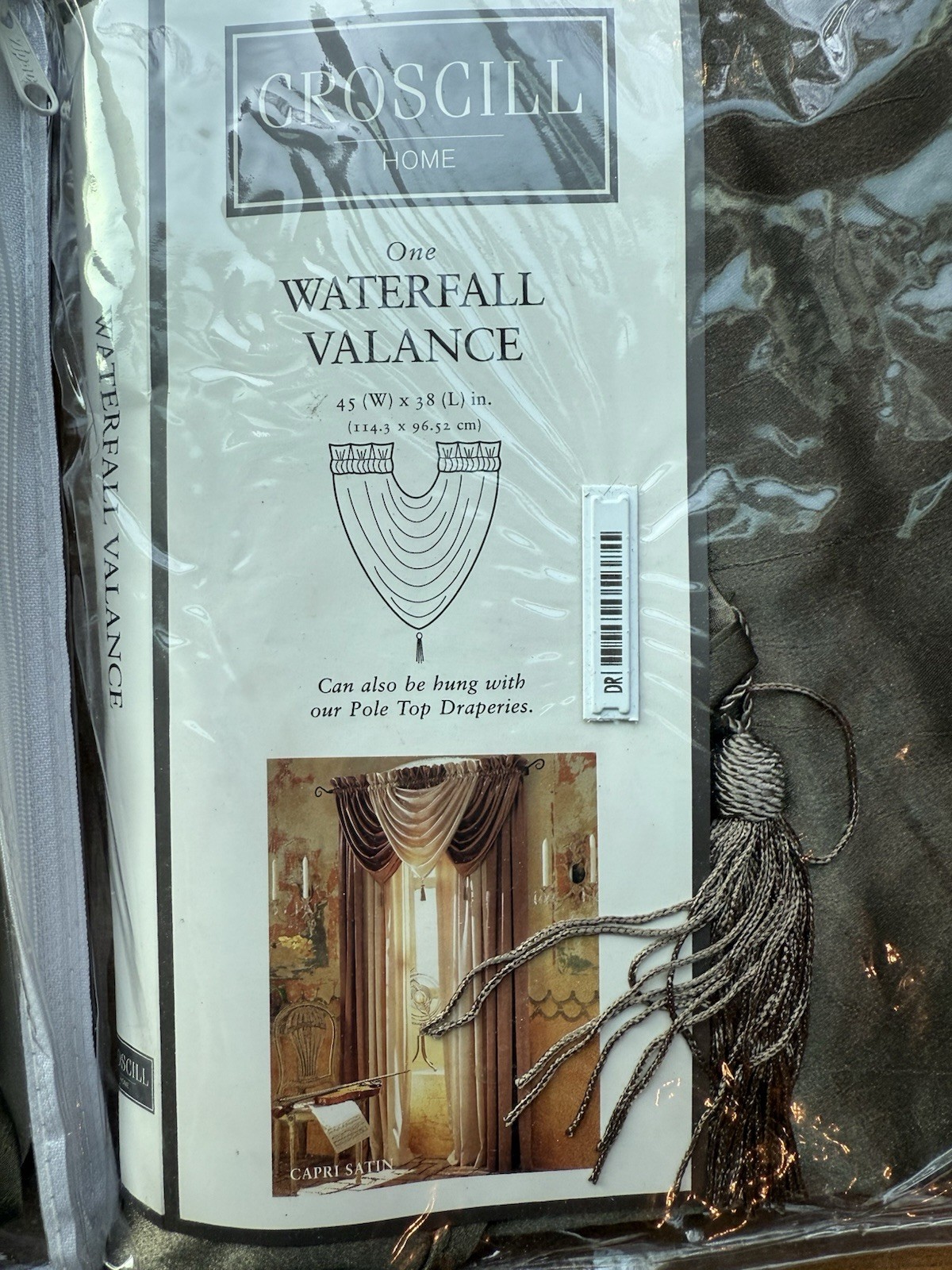 3 Vtg Croscill Waterfall Valances Capri Satin In Bronze Tassels New 45×38” Each
