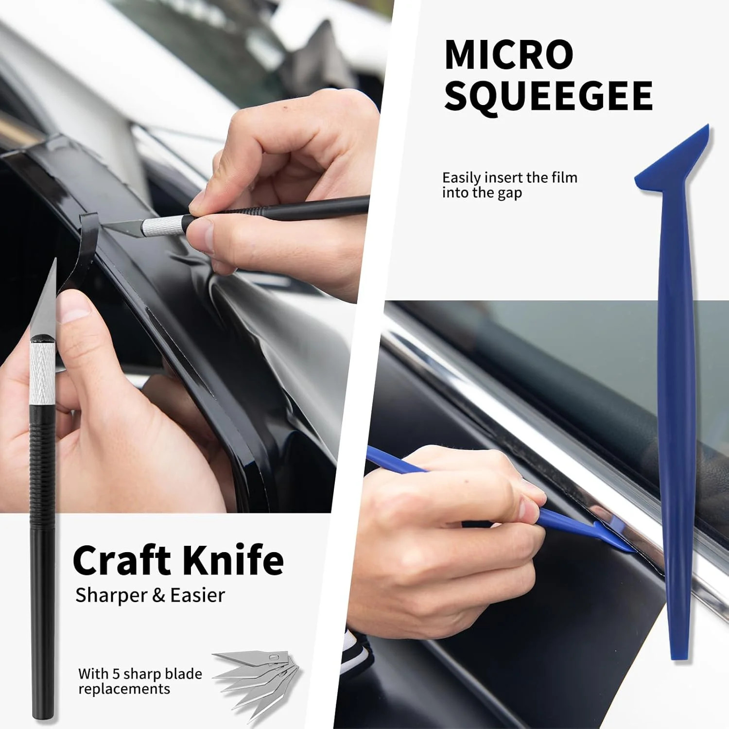 Amzdepot Window Tint Kit, Professional Car Wrap Kit | Felt Squeegee and Felt Rep