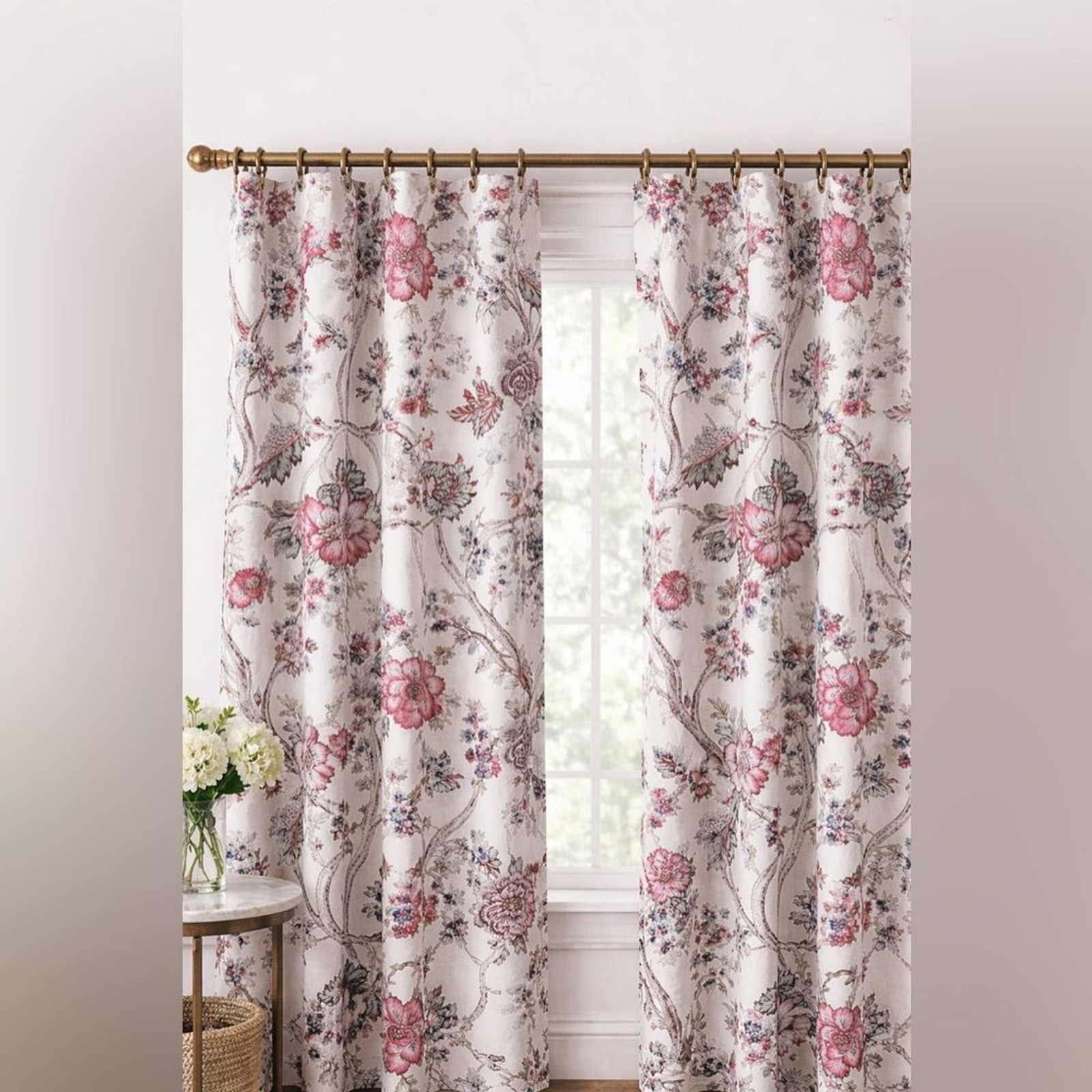 Pottery Barn Resi Palampore Linen/Cotton Curtain Panel 50 x 84″ Ivory NWT