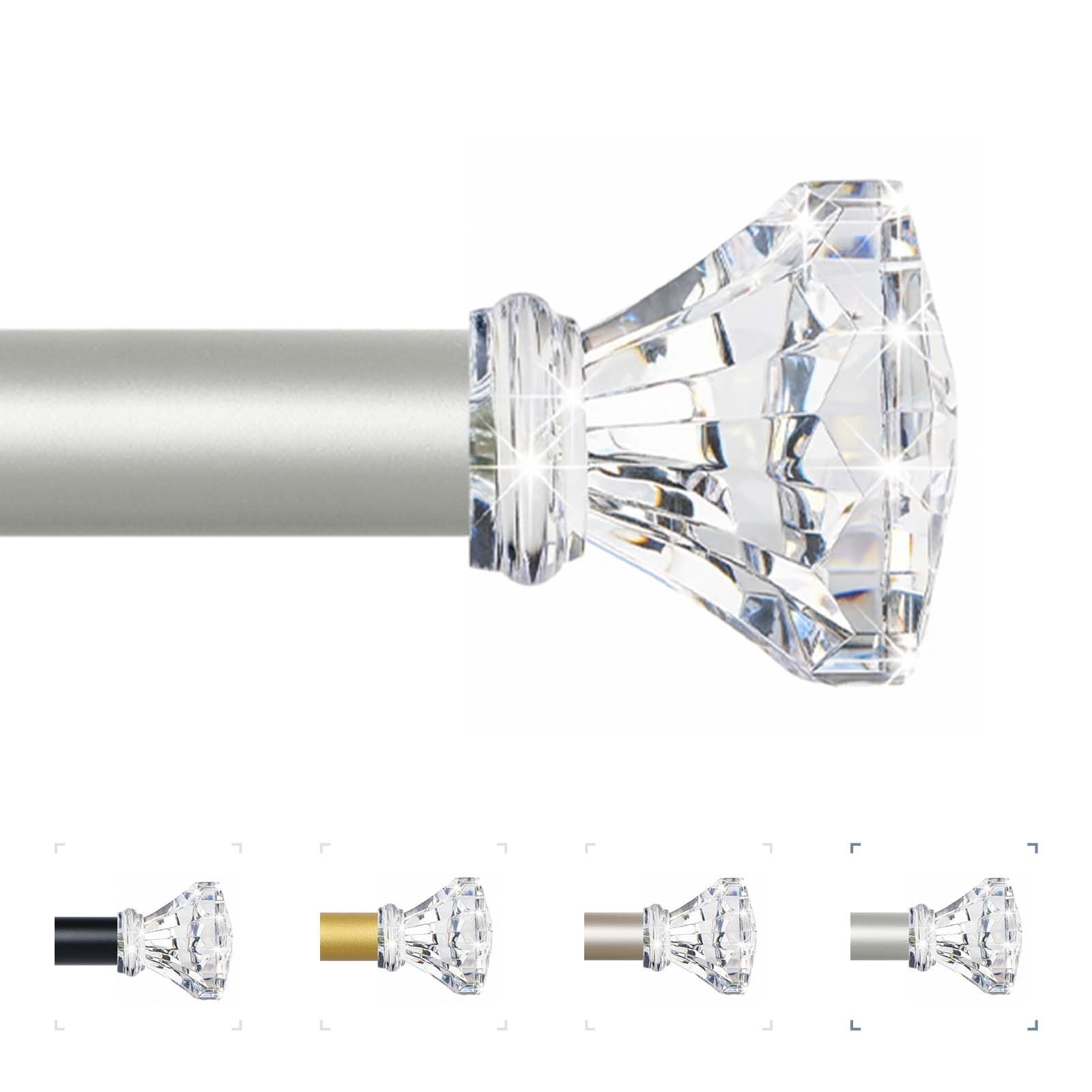 Silver Decorative Crystal Curtain Rods 18 to 45 InchHeavy Duty Adjustable Win…