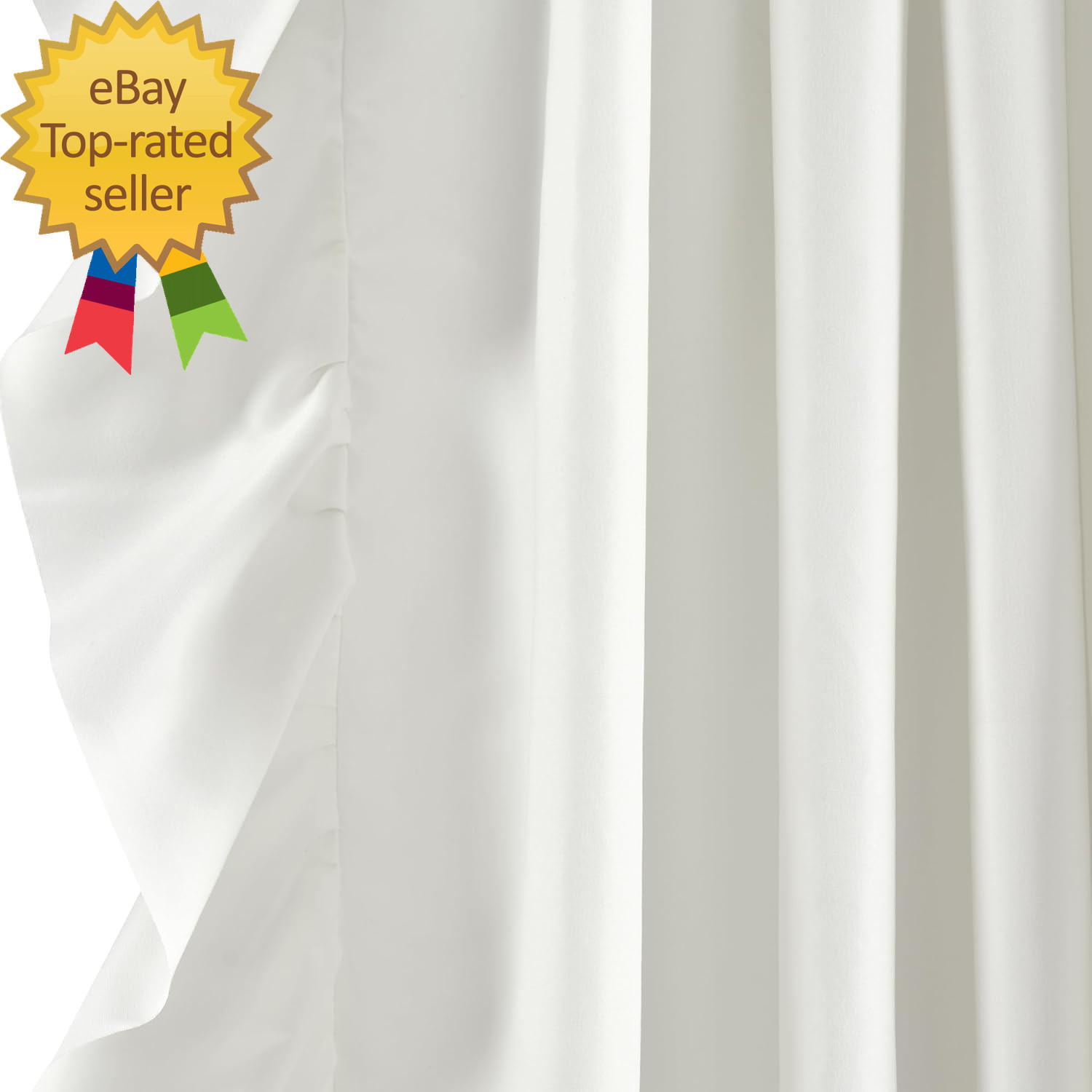 Reyna Ruffle Window Curtain Panel Set Pair 54″ W X 84″ L White Flowy Curtain Se