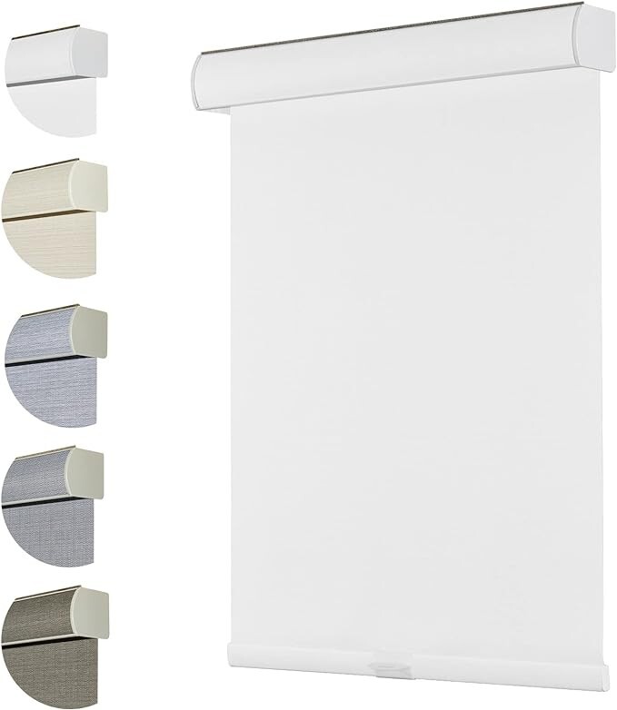 Clearance White Free-Stop Cordless 100% Blackout Roller Shades for Window Blinds