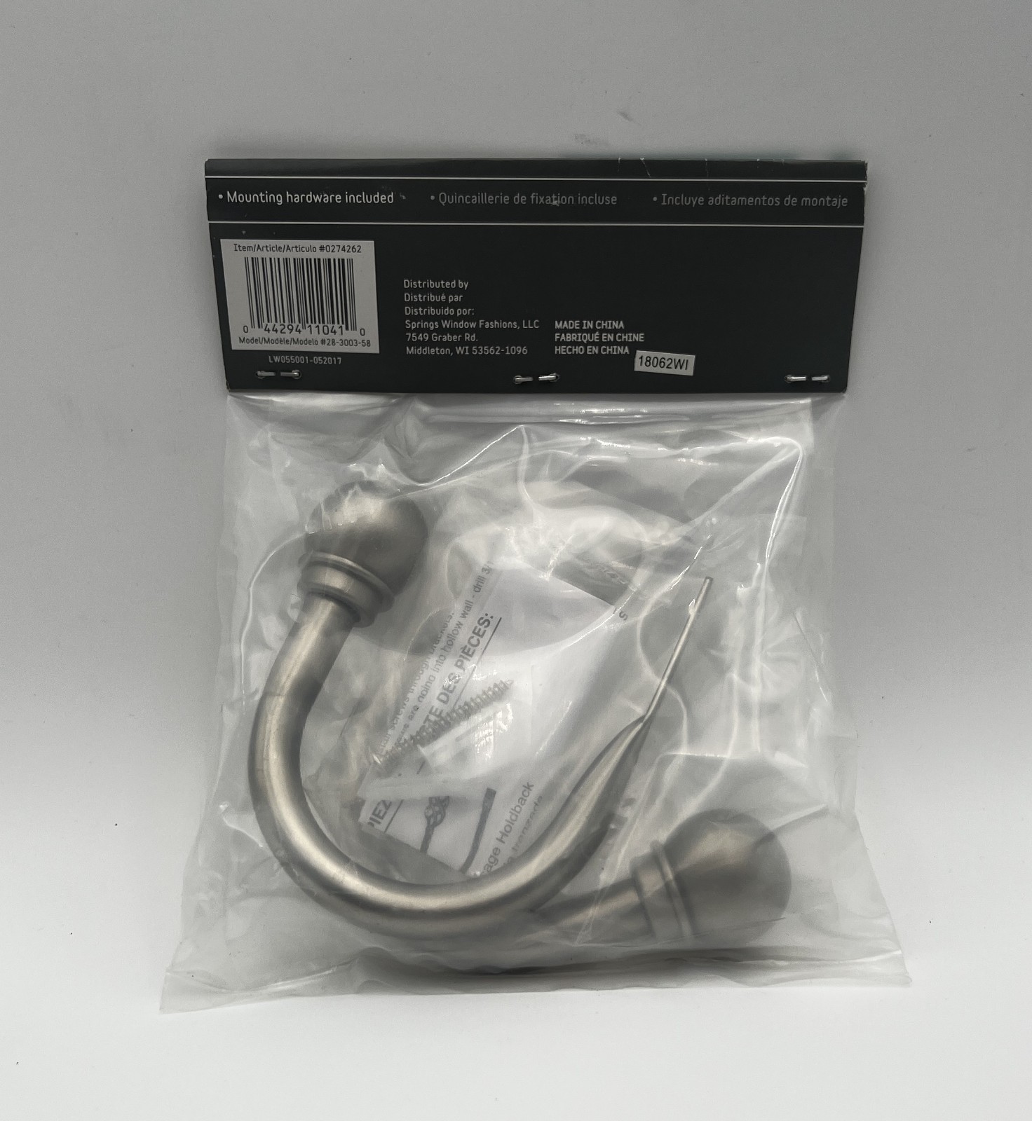 2-Pack Satin Nickel Finish Style Selections Curtain Holdbacks