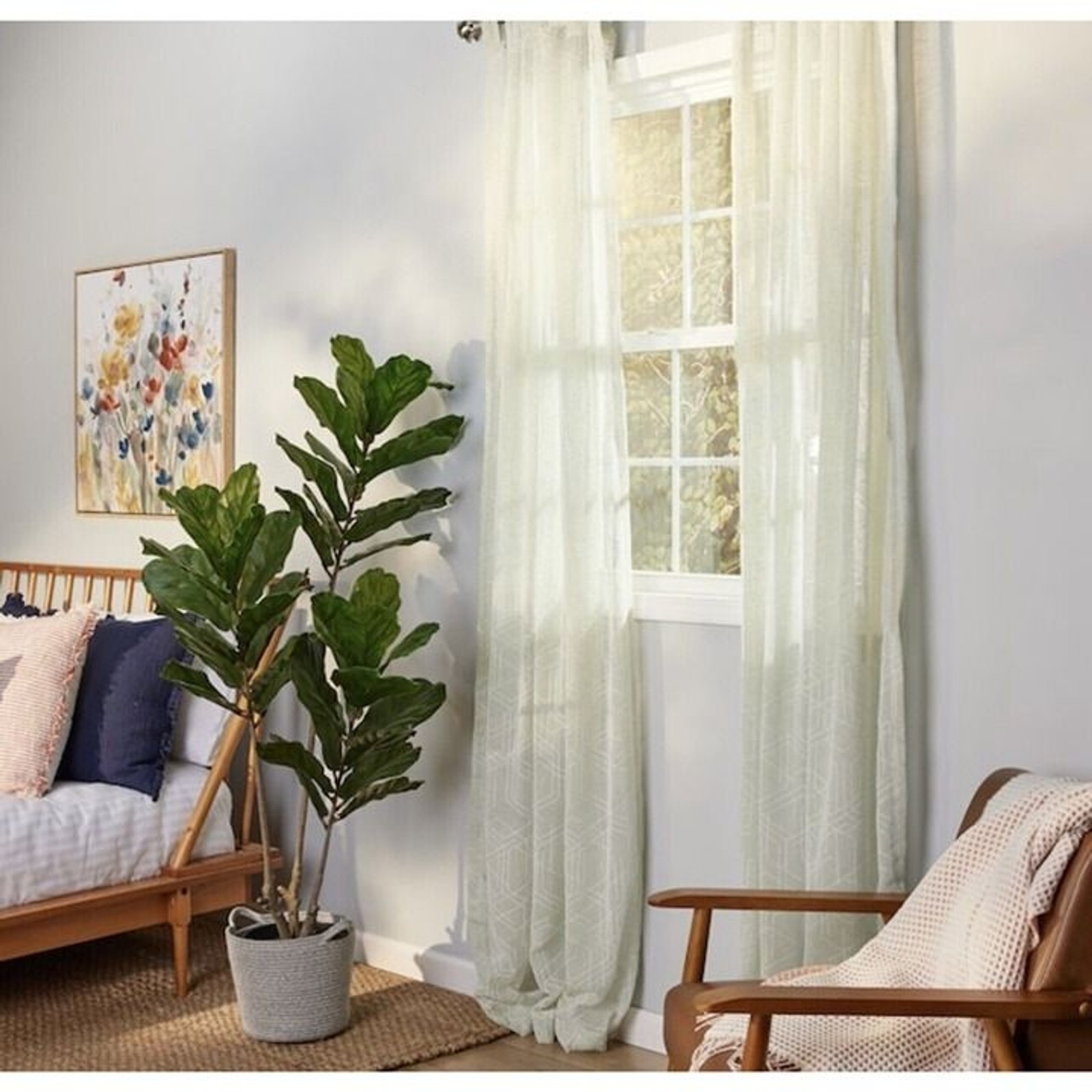 Origin 21 84-in Linen Light Filtering Single Curtain Panel – Seagreen