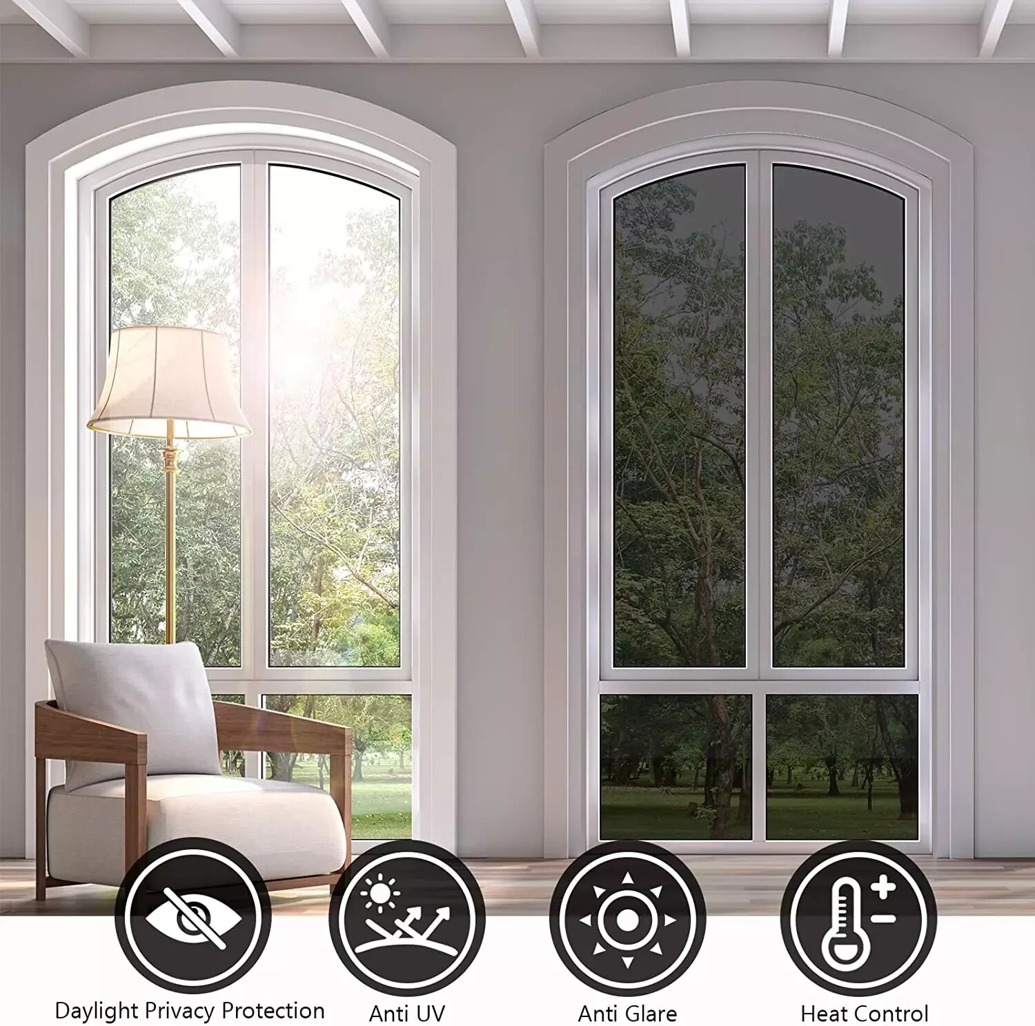 KESPEN Window Privacy Film One Way Daytime Privacy Static Cling Sun Blocking ant