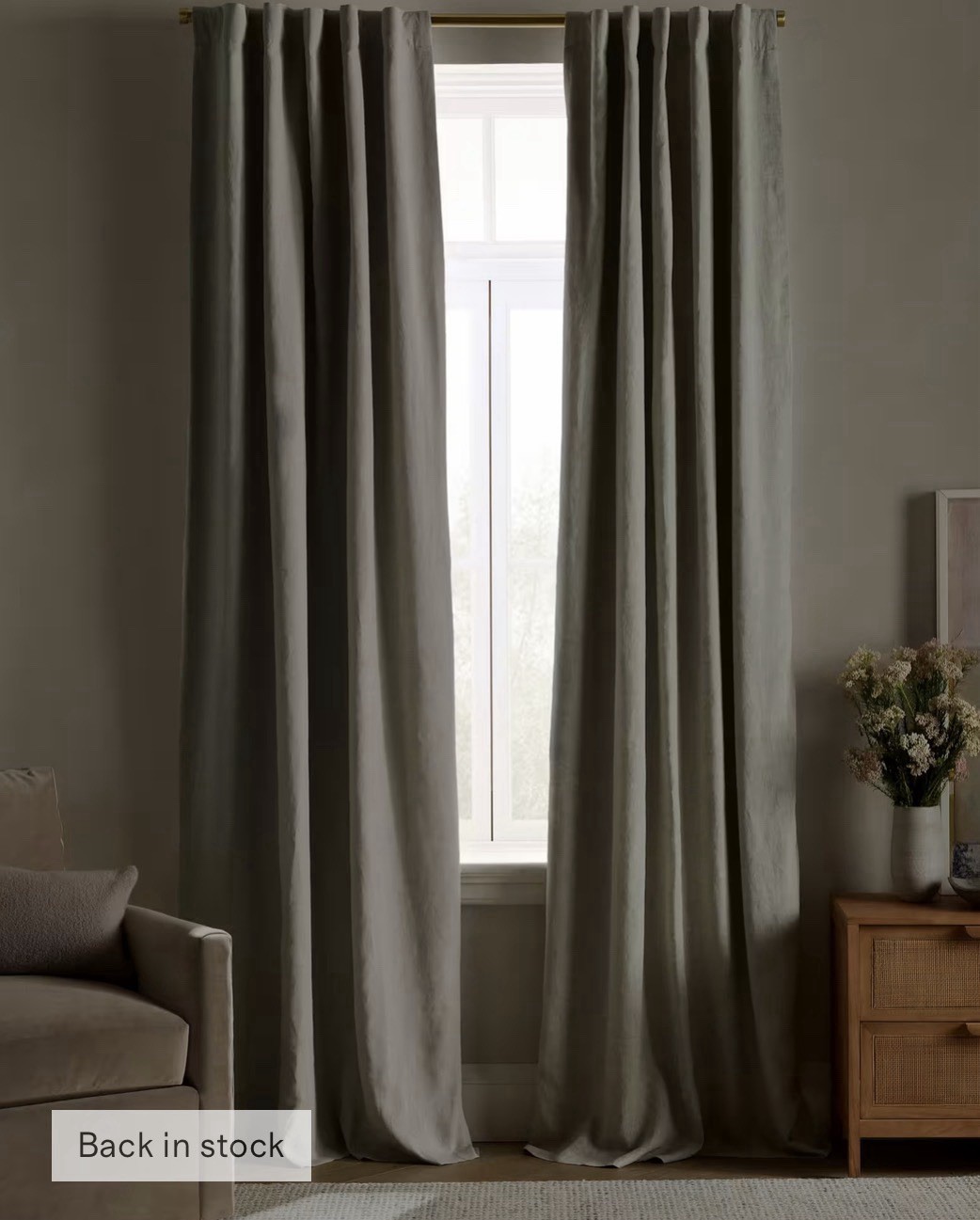 NWOT Quince Set 2 48” X96” Linen Sage True Blackout Curtain Panels