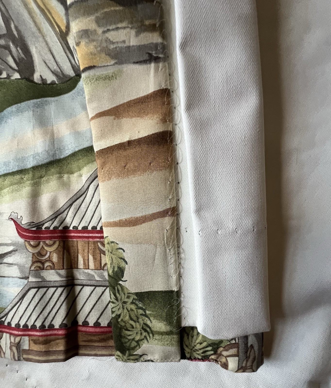 Custom triple pleat drapes Scalamandre Shanghai traditional chinoiserie