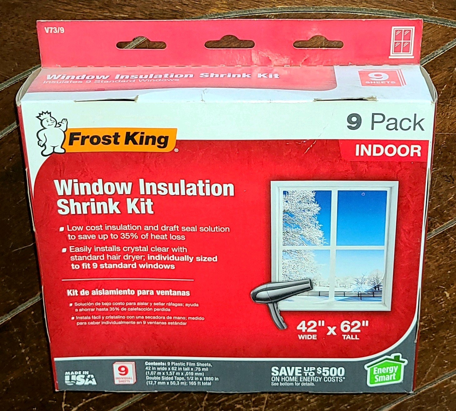 Frost King *Clear* 9 Window Insulation Shrink Kit *Indoor* 42″ x 62″ Item V73/9