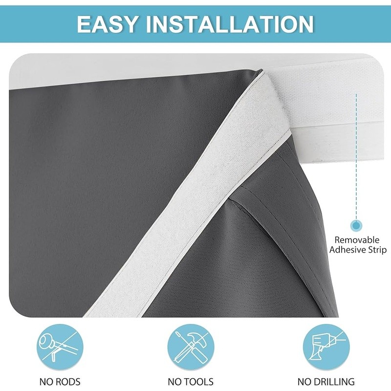 Blackout Curtain Panel Adhesive Installation Privacy Shade Thermal Insulation US