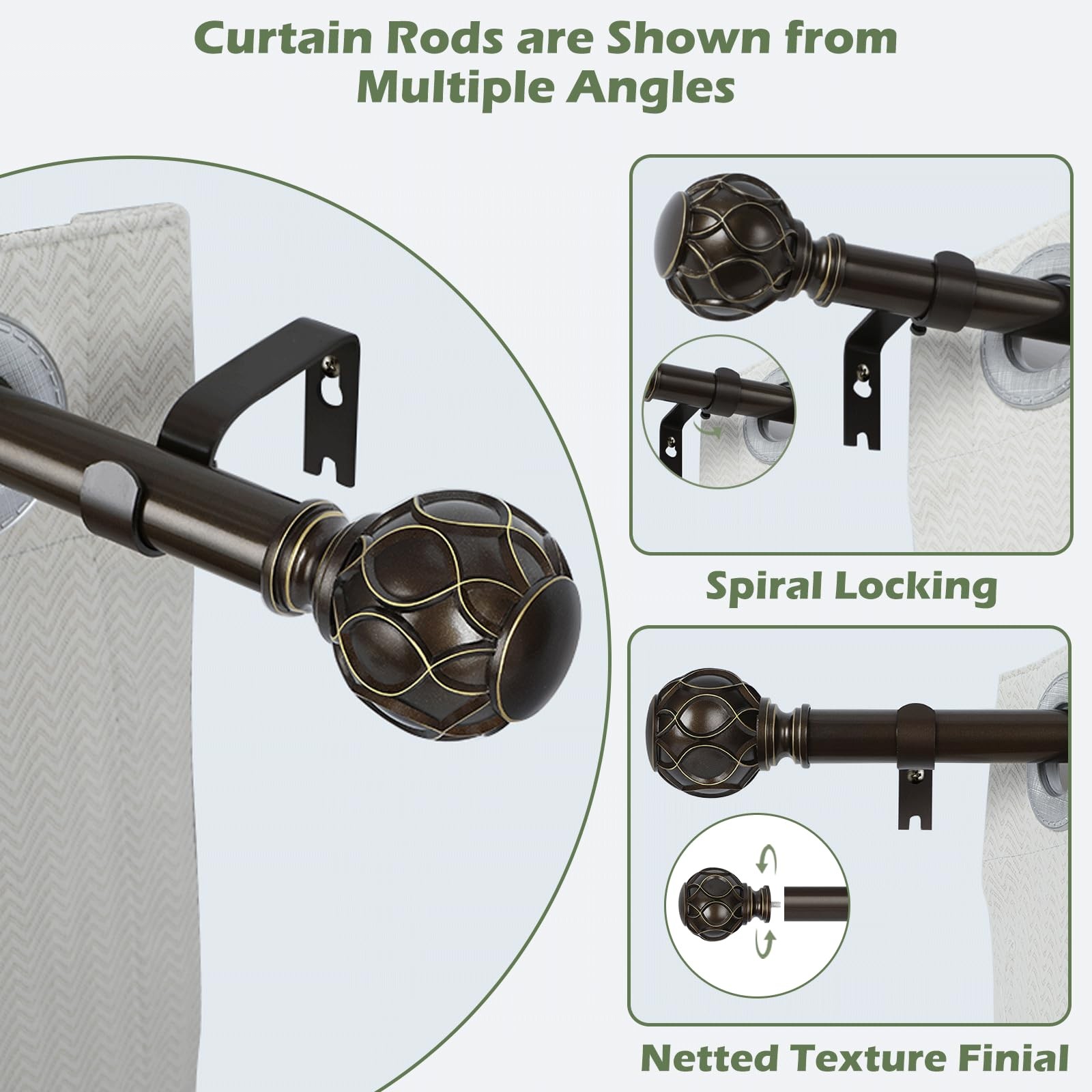 Htzon Bronze Curtain Rods Windows 2 Packfarmhouse Boho Decorative Curtain Rod