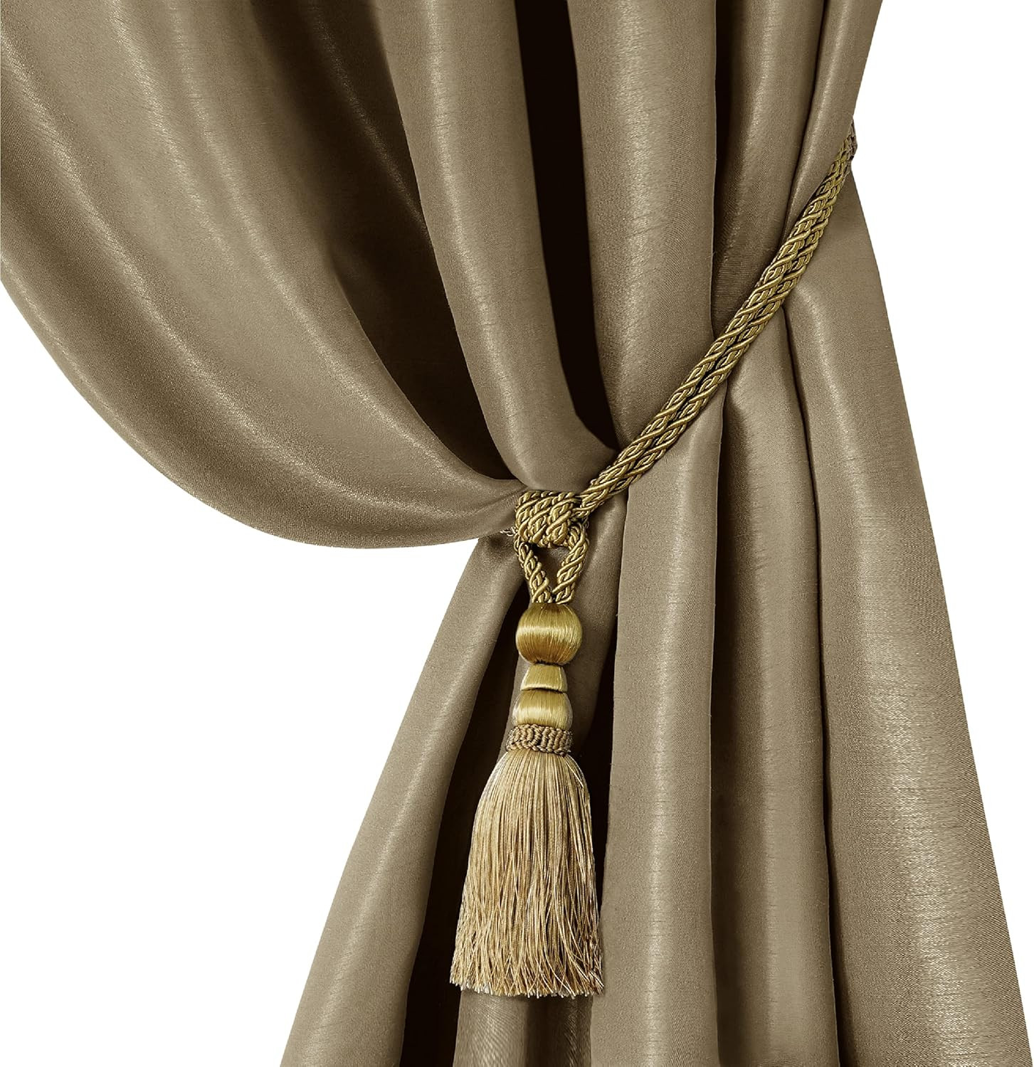 Home Fashions Amelia Decorative Tassel Window-Curtain Tieback, 24 Inches, Gold