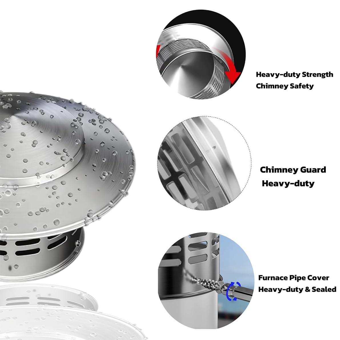 3 Inch Stainless Steel Chimney Cap Heavy Duty Stove Pipe Cap with Mesh Screen…