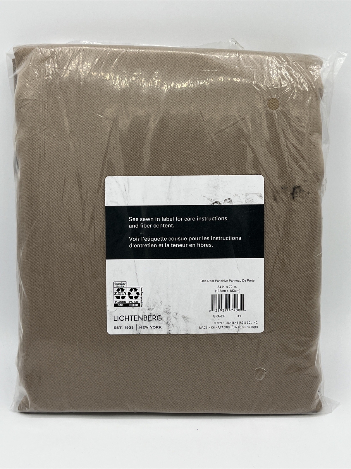 Sun Zero Room Darkening Rod Pocket (ONE) Door Panel Taupe Polyester 72″ x 54″