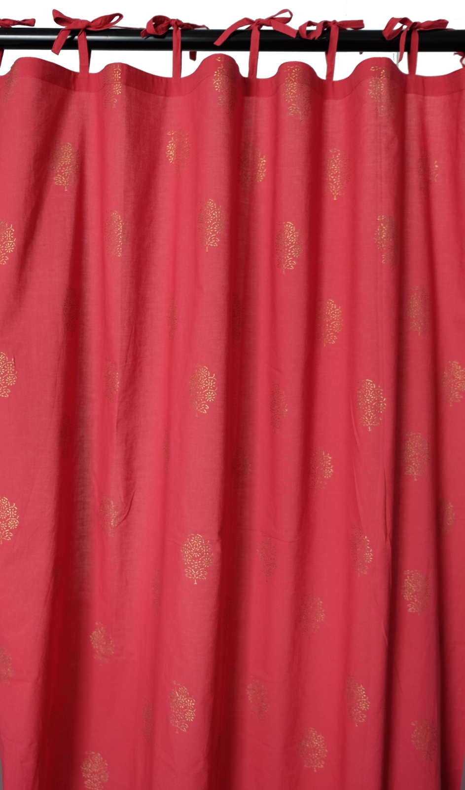 Hand block printed curtain – Blush with gold print – cotton – 47″w x 92″ l