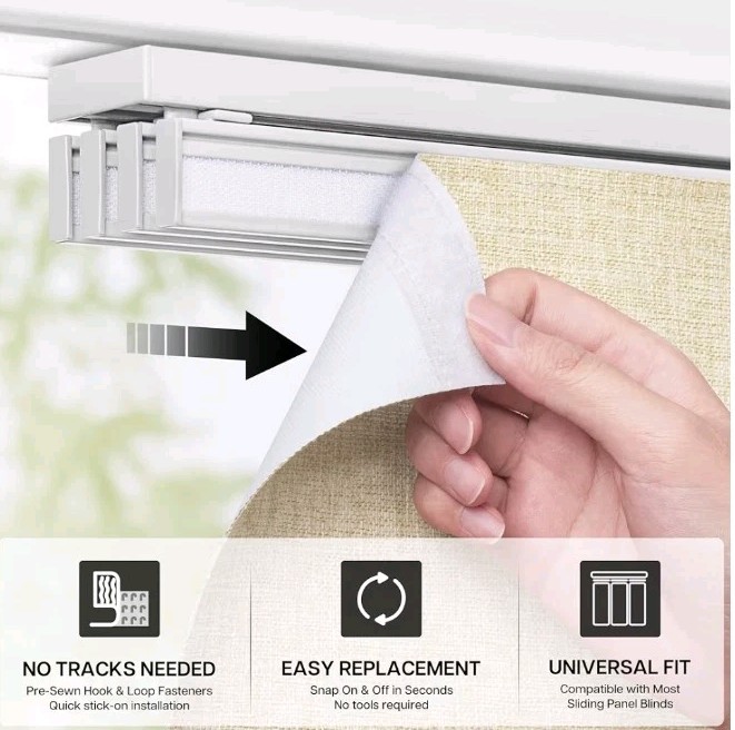 Fabric Only 4-Panel Replacement Fabric for Sliding Panel Track Blinds 23″x 96″