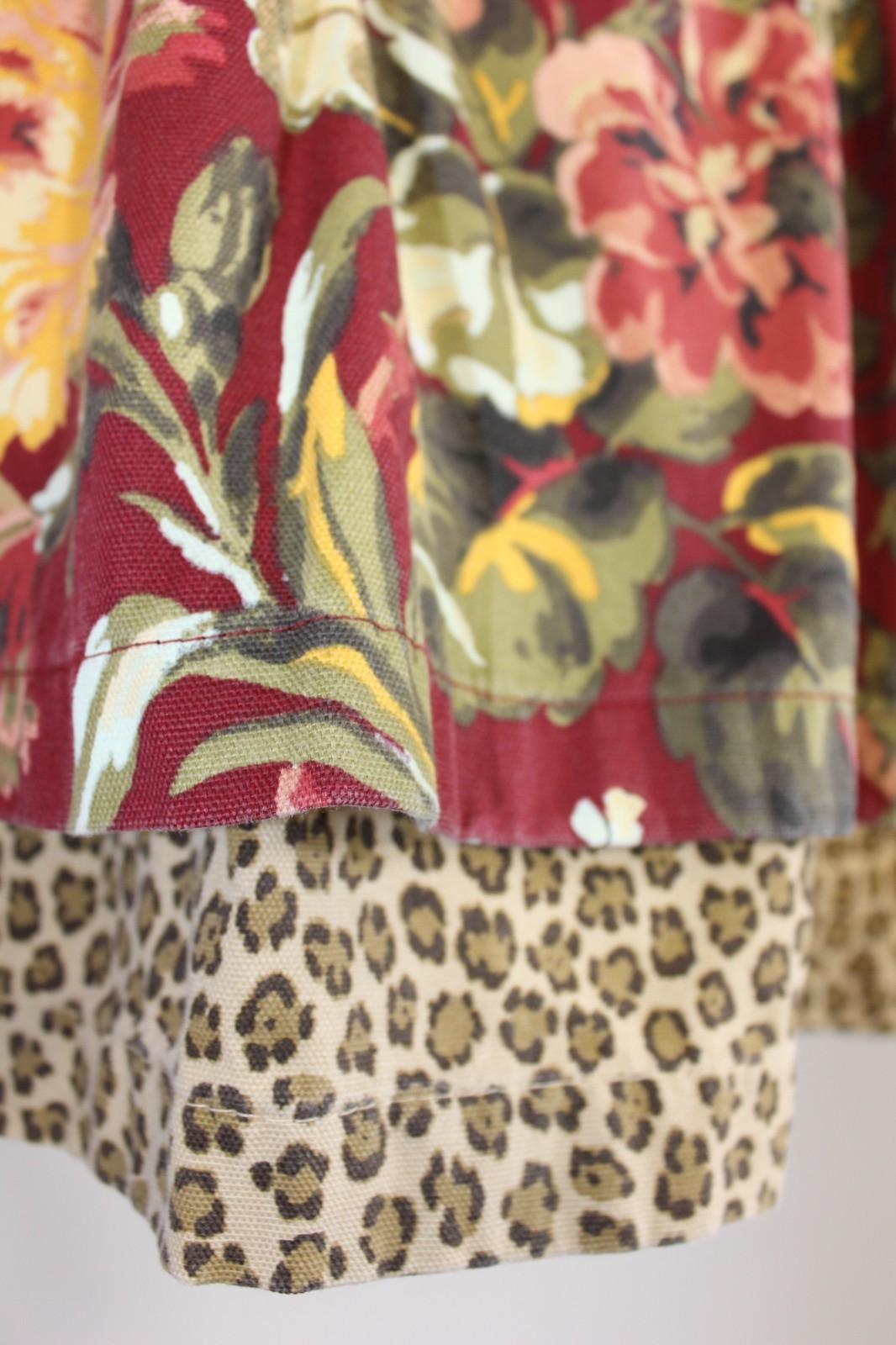 American Living Layered Floral Leopard Valance 48×18 Pinch Pleat Back Tab Cotton