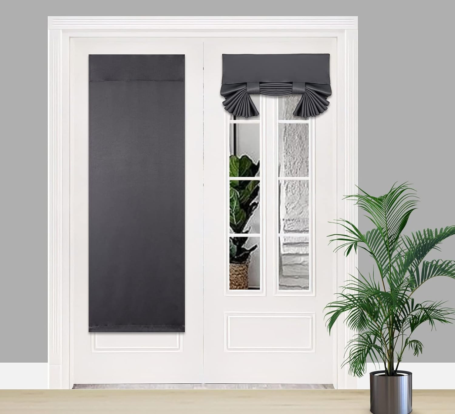 Blackout French Door Curtain,Privacy Thermal Insulated Window Shades