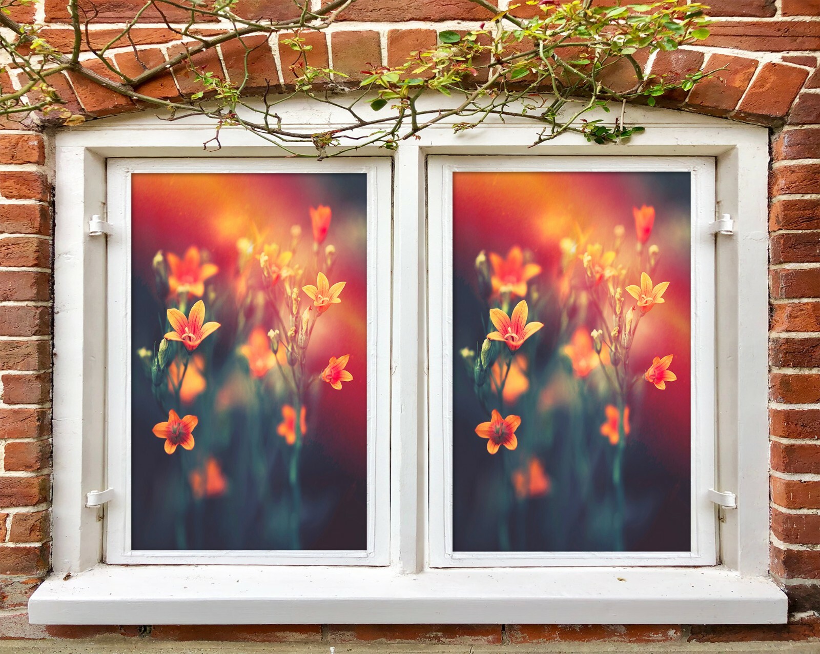 3D Orange Flower A718 Window Film Print Sticker Cling Stained Glass UV Zoe