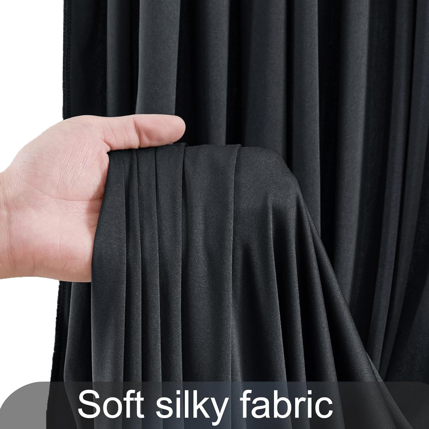 40ft x 10ft Black Backdrop Curtains for Parties, Wrinkle Fabric Drapes for
