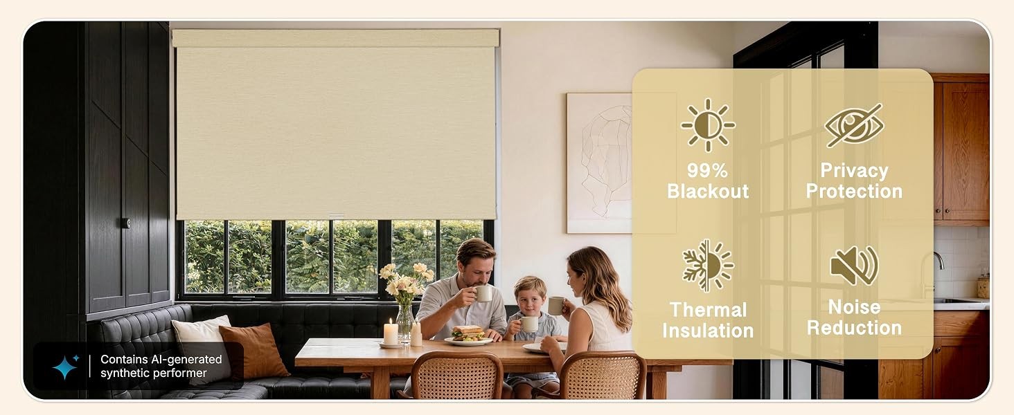 Blackout Roller Shades with Valance for Bedroom,White,46″ W X 72″ H | No-Drill