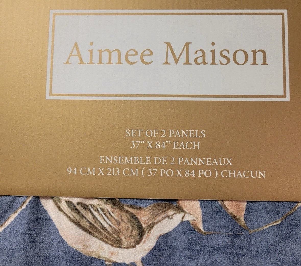 Aimee Maison 2pk Window Panel Curtains Velvet Mocking Jay Bird Blue 37×84 Floral