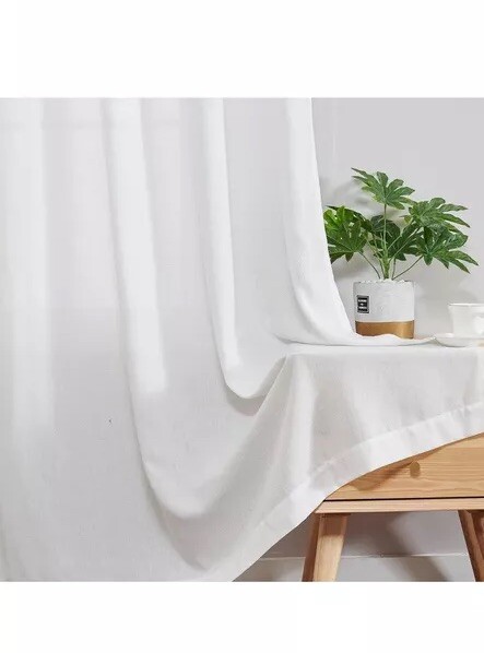 jinchan Linen Curtains Light Filtering Window Drapes with Grommet Top W38 x L84