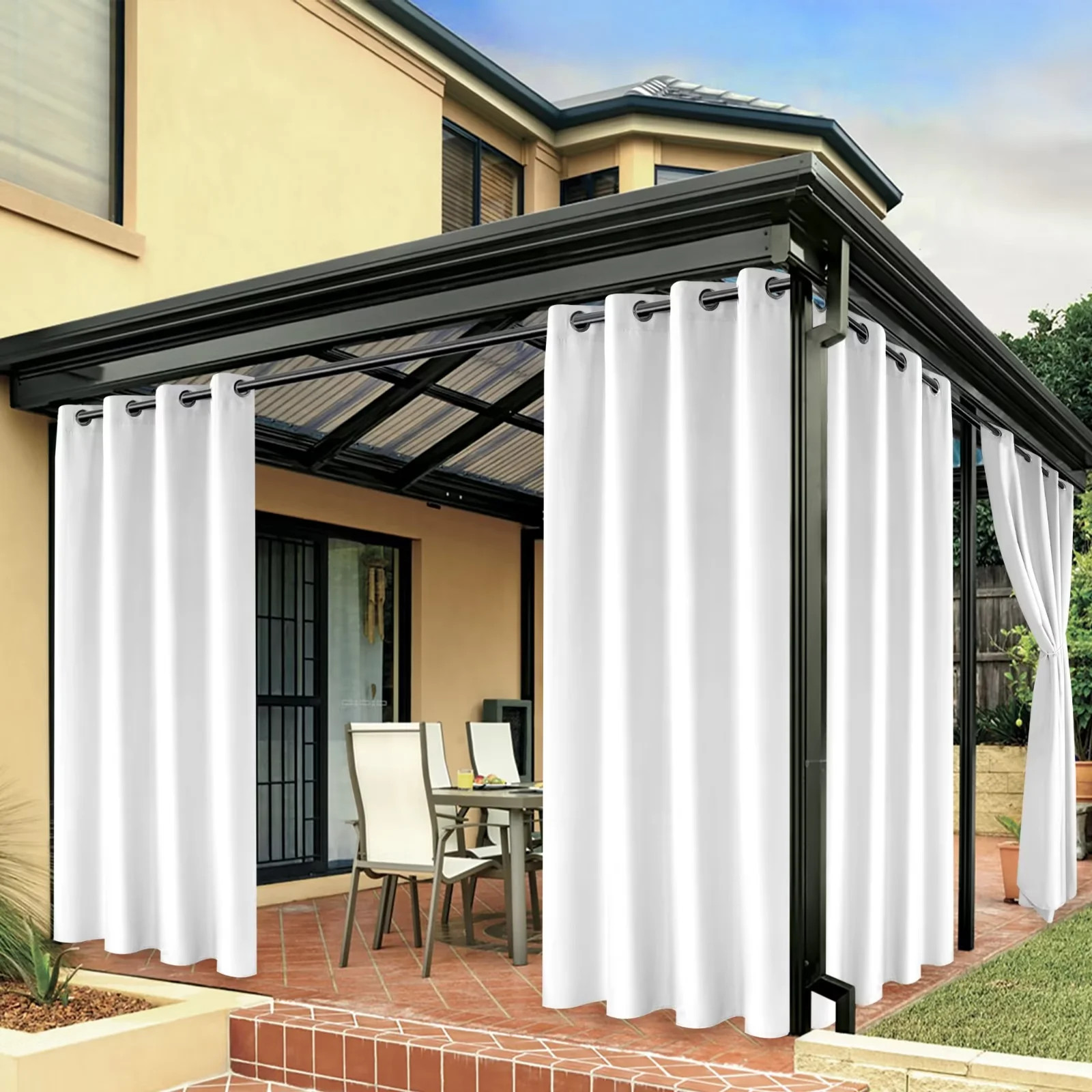 GAZEBO PERGOLA CURTAINS Waterproof Outdoor Grommet Curtains-Choose Your Color