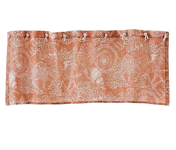 Seashell Coral Valance with Rope Tie Top Beach Summer Seaside Nautical Coastal