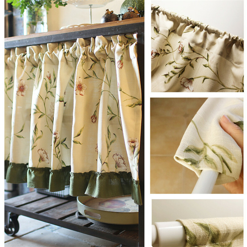 1pc Short Half Curtain for Window Drape Dining Room Kitchen Cabinet Door Decor