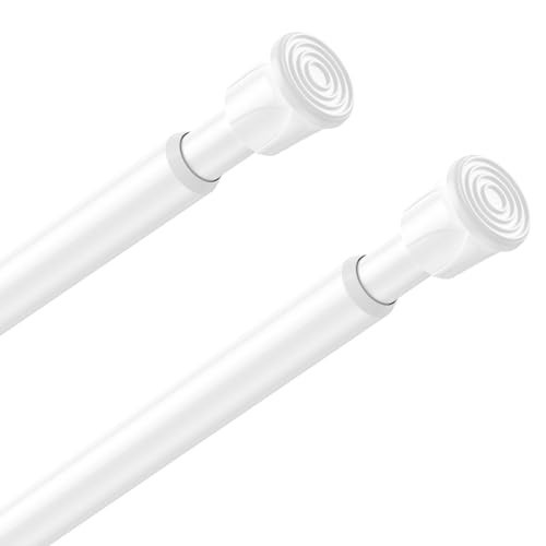 2 Pack Spring Tension Curtain Rods 28-48 Inches, White Spring Loaded Curtain Rod