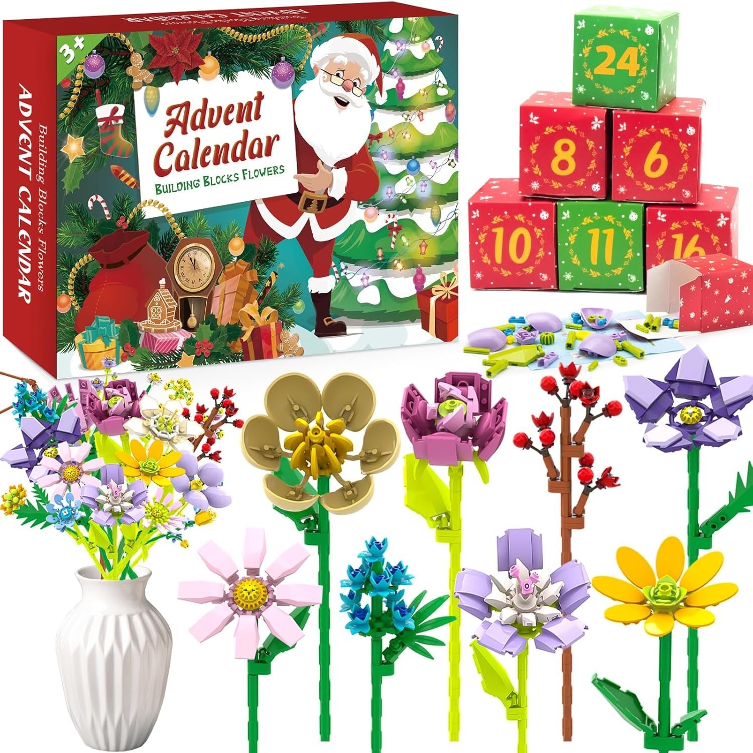 Advent Calendar 2025 Flower Bouquet Building Blocks for Adults Teens Kids, 24…