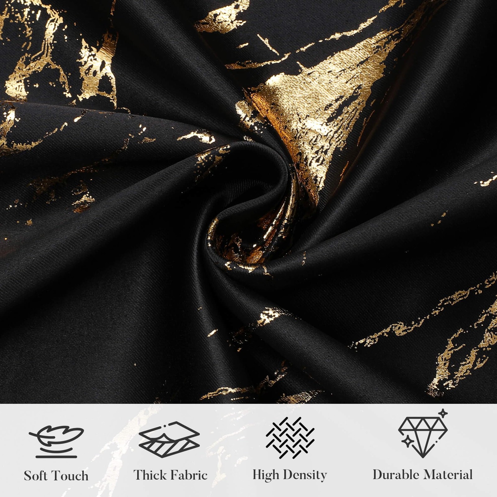 Wubodti Gold Patterned Black 100 Blackout Curtains 108 Inches Long 2 Panels For