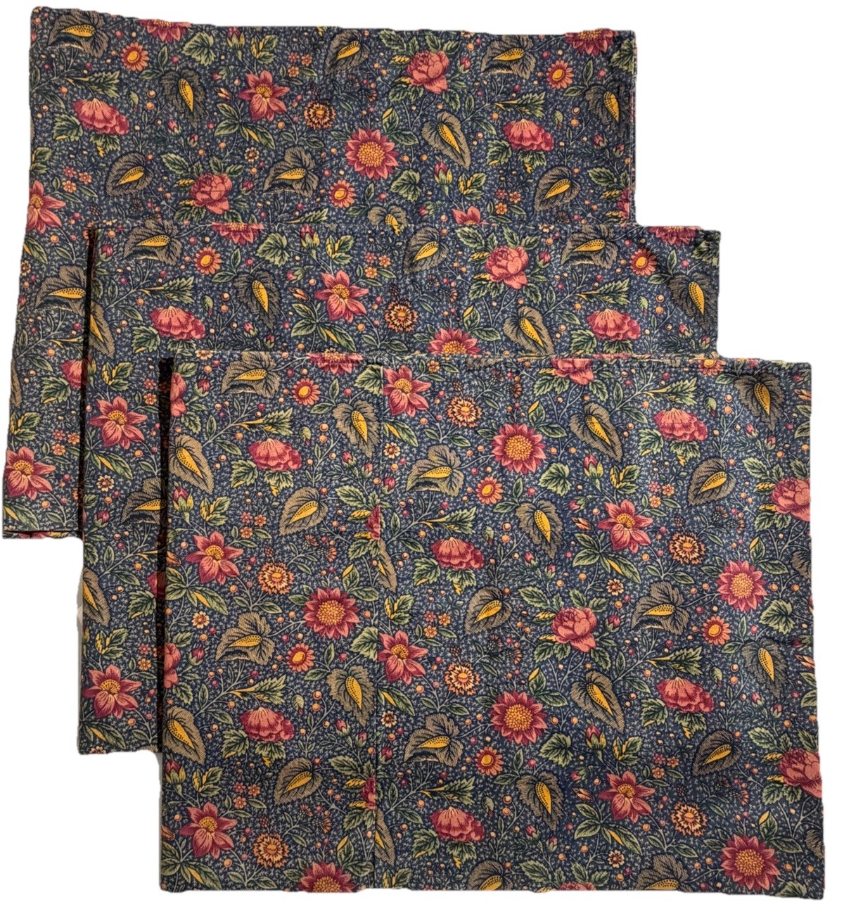 Waverly Valances William Morris Style Floral (3) ~76×15 Gold Red Rust Navy EUC