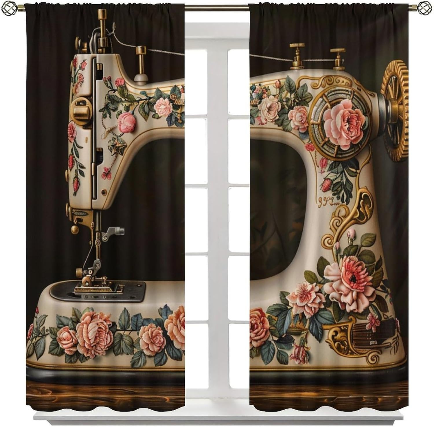 Victorian Style Blackout Curtains for Bedroom Living Room, Rod Pocket Sewing Mac