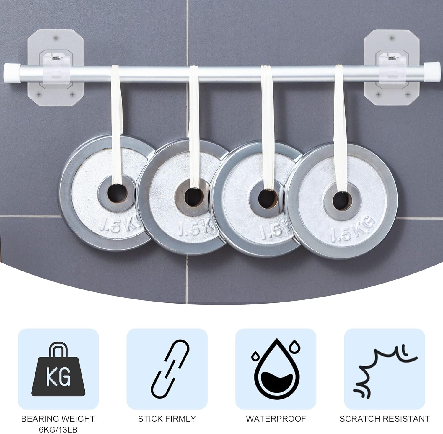 Easy Installation 8PCS Adjustable Curtain Rod Clips, No Drilling Required