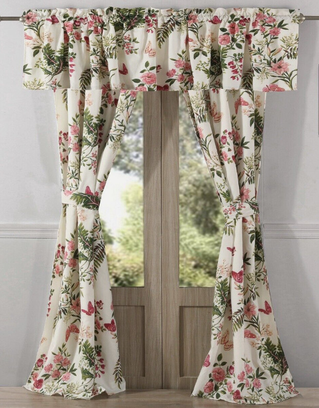 Greenland Home Fashion Butterflies 3 Window Curtain Set 84×42 + 5 Valance 84×14