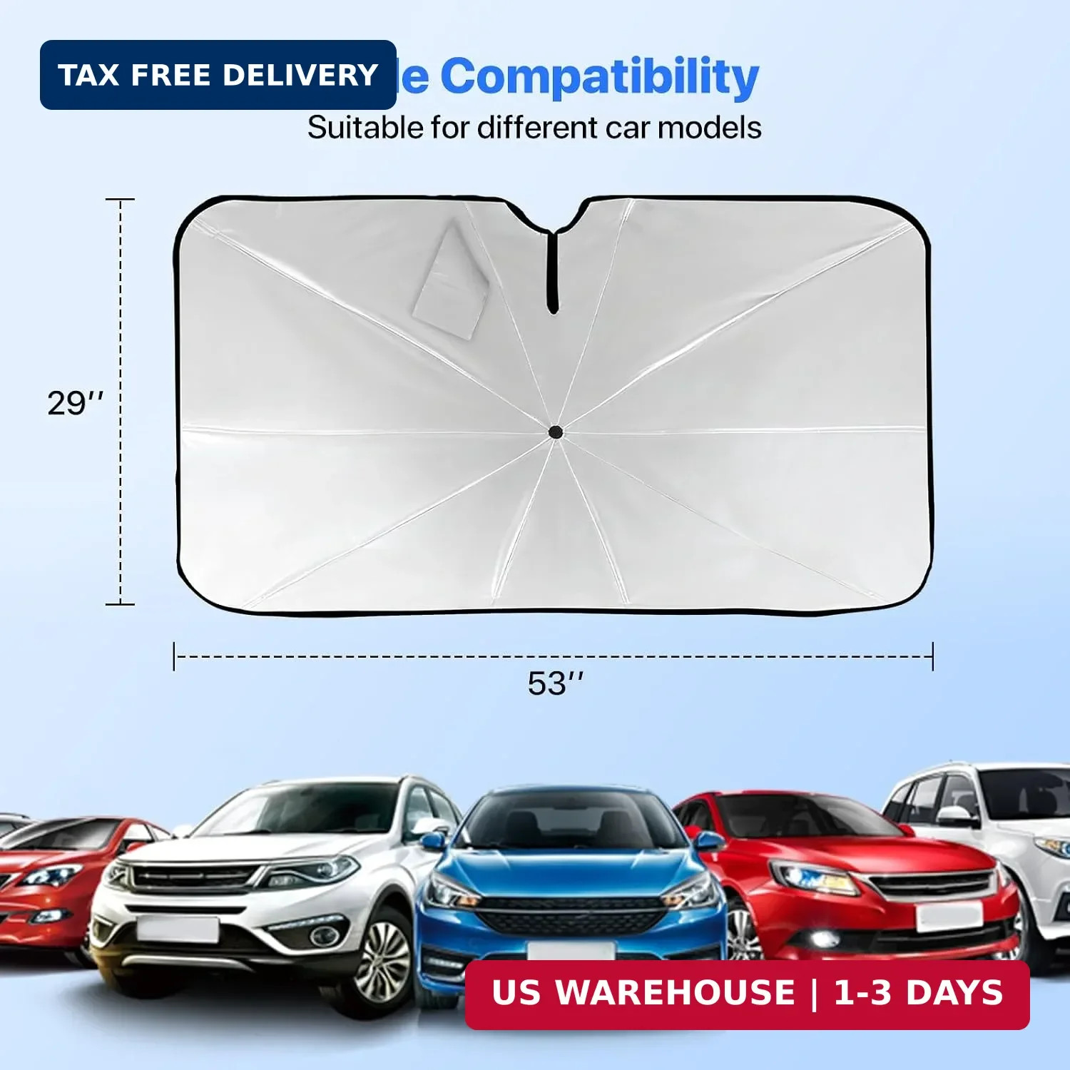 Windshield Sun Shade Umbrella – Protect Car from Sun Rays & Heat Damage Keep Coo