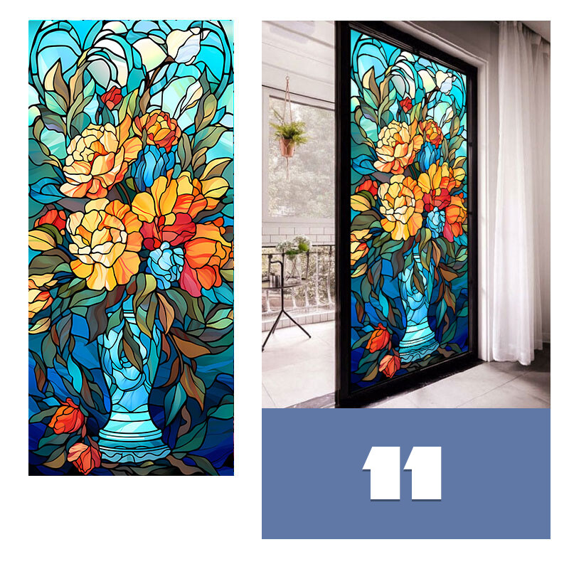Colorful Stained Glass Film Modern Art European Decor Privacy 40x100cm/45x120cm