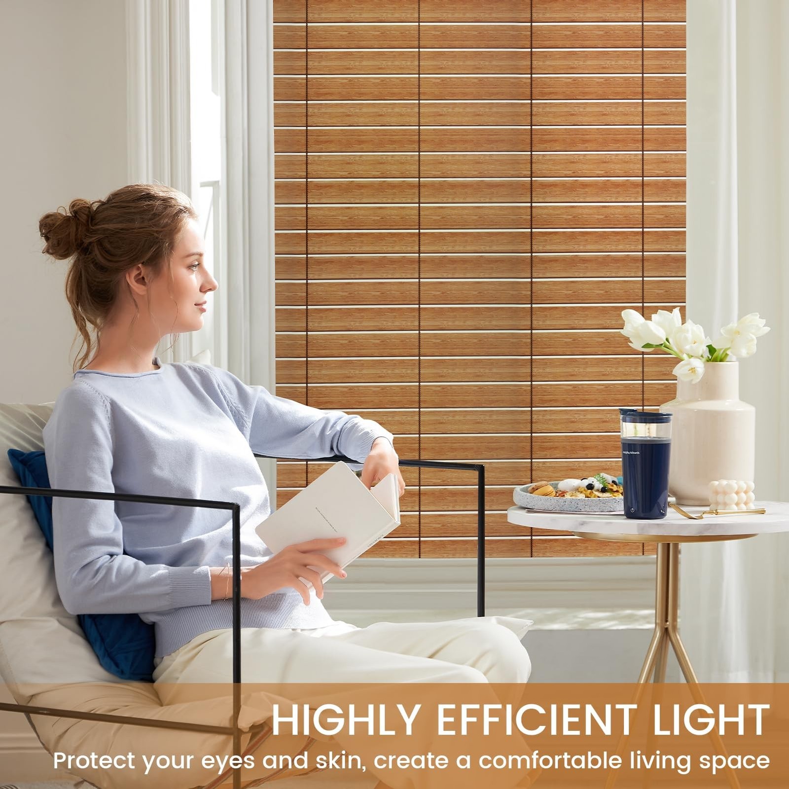 DKTIE Wooden Blinds Pattern Decorative Window Privacy Film, Sun Blocking Heat…