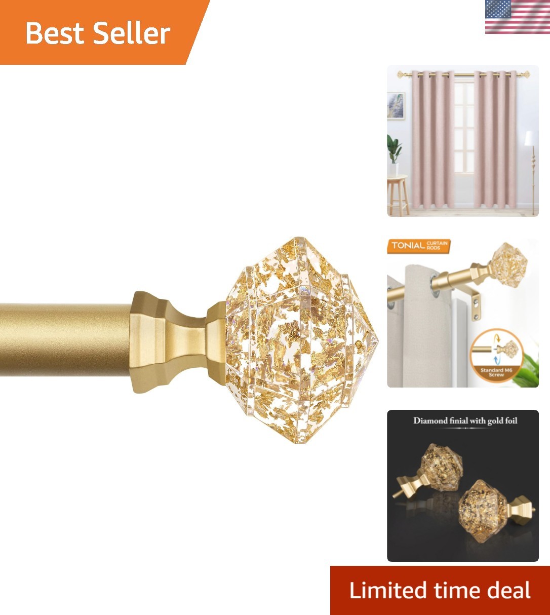 Curtain Rod 32 to 58 Inch2.6 to 4.8 ft, Splicing Adjustable 3/4 Single Rods f…