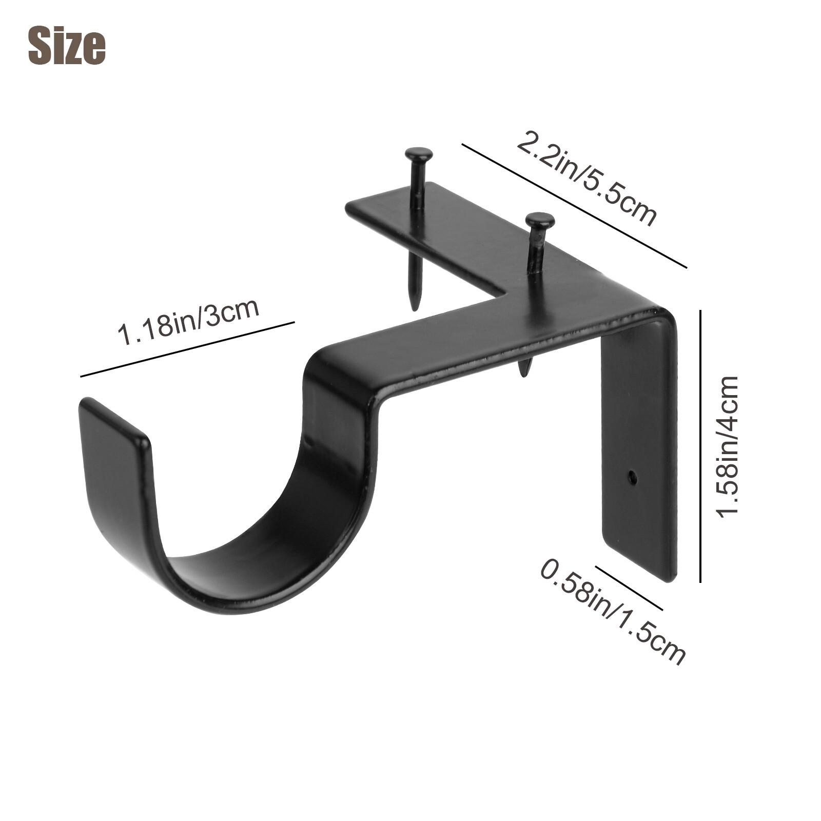 4Pcs Curtain Pole Brackets No Drill Curtain Rod Holder Into Wooden Window Frame