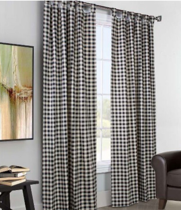 Thermalogic™ Black Buffalo Check Grommet-Top Curtain Pair 80″ X 95” NWT