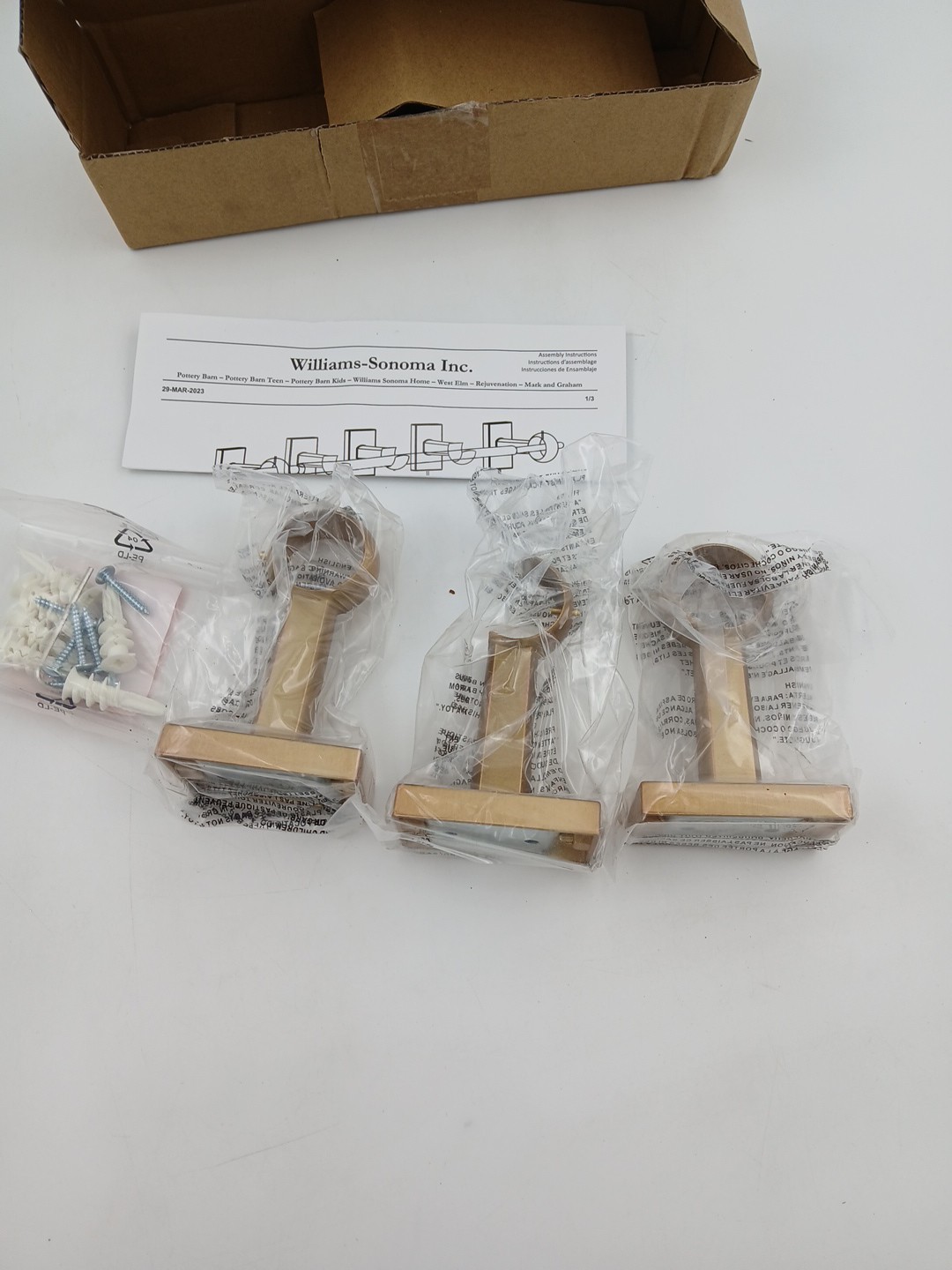 Williams Sonoma Curtain Bracket Assembly Hardware Kit Simple Barral Brass
