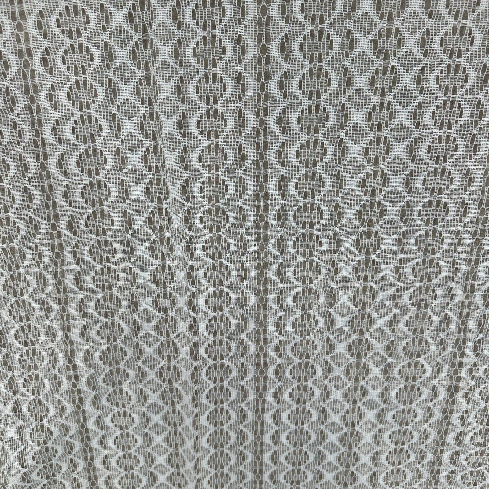 2 Vintage Curtain Panels Unisex 57×78 White Lace Sheer Geometric