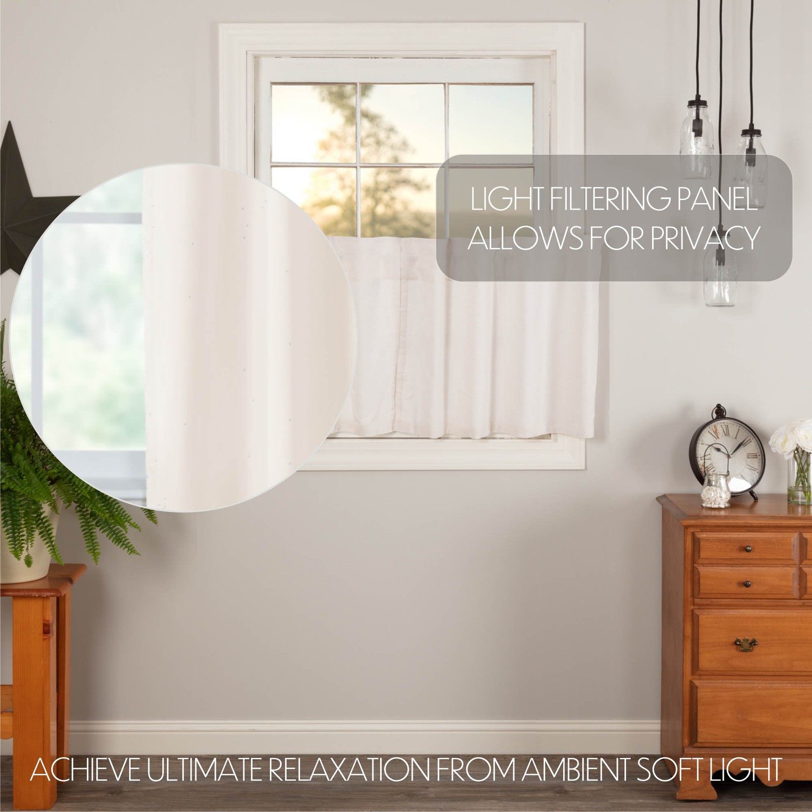 Farmhouse 24″x36″ Tier Pair Creme Rod Pocket Kitchen Window Curtains VHC Brands