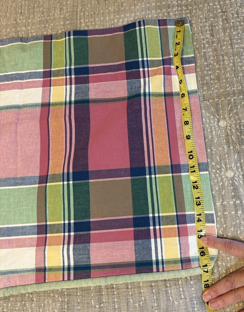 5-Piece Custom Plaid Valances Cotton Pink Green Blue Yellow Preppy EUC Curtains